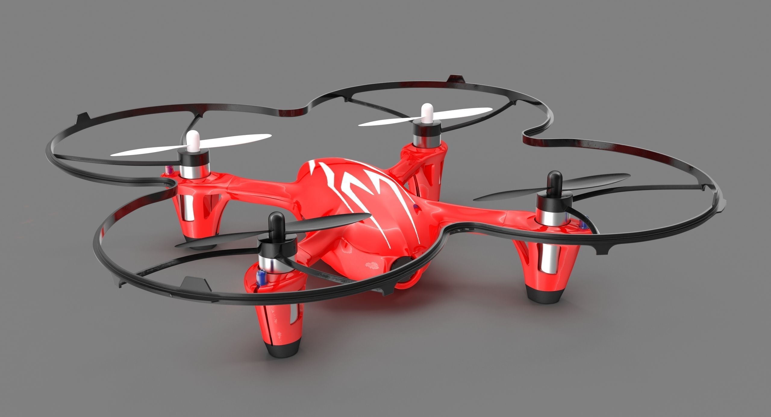 Hubsan X4 H107C Red Propeller Guard Low-poly 3D model_1