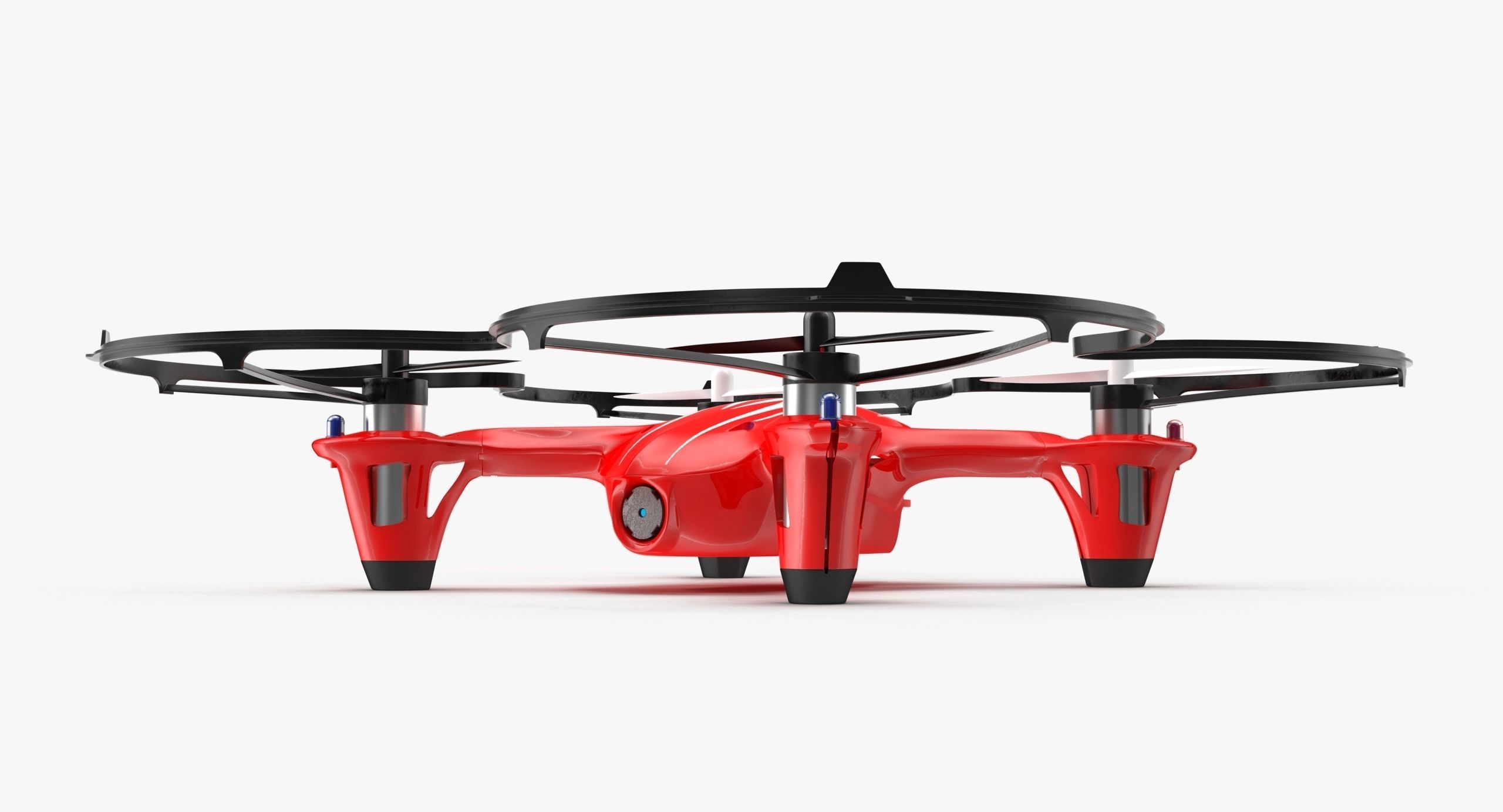 Hubsan X4 H107C Red Propeller Guard Low-poly 3D model_3