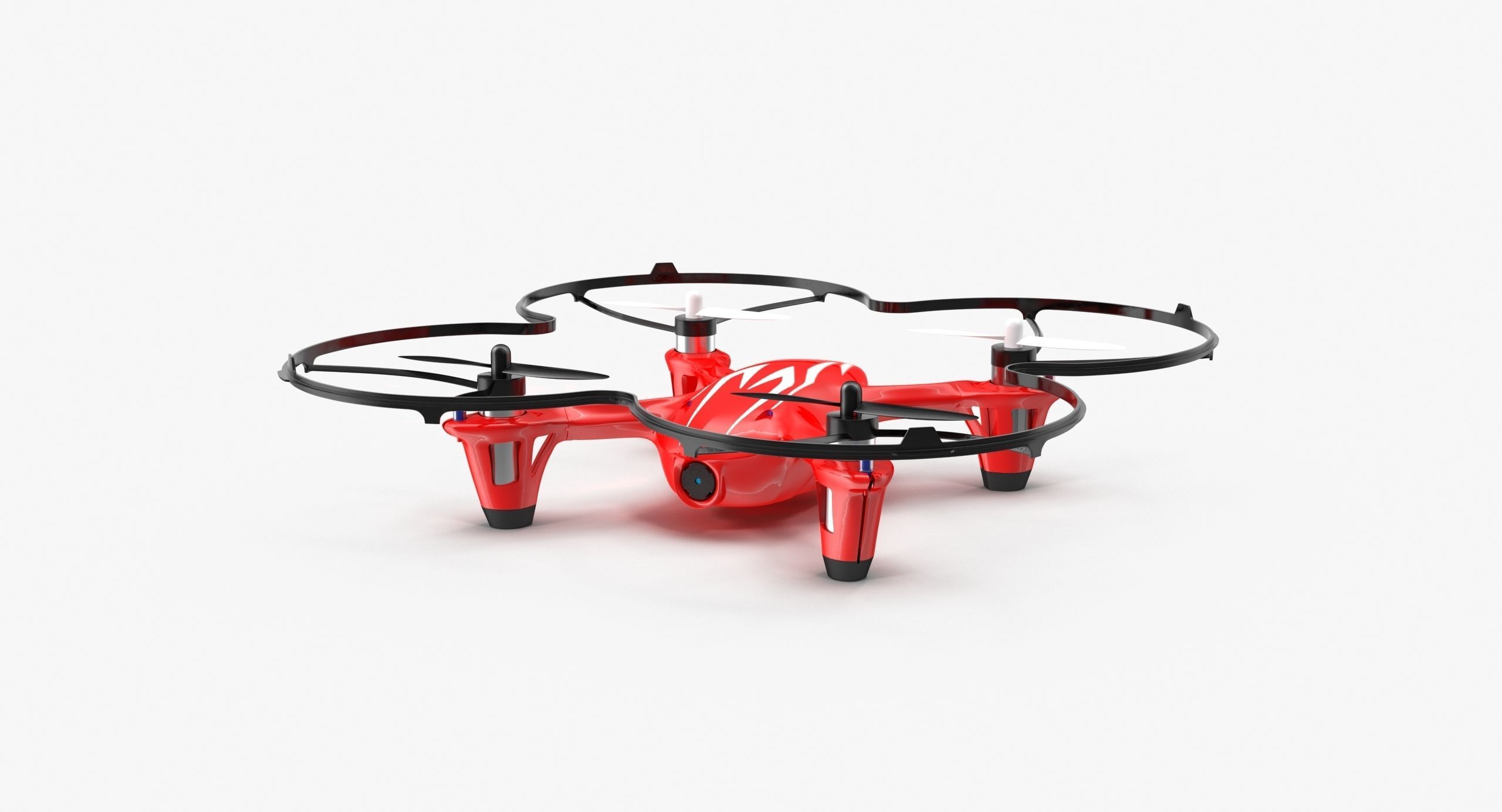Hubsan X4 H107C Red Propeller Guard Low-poly 3D model_9
