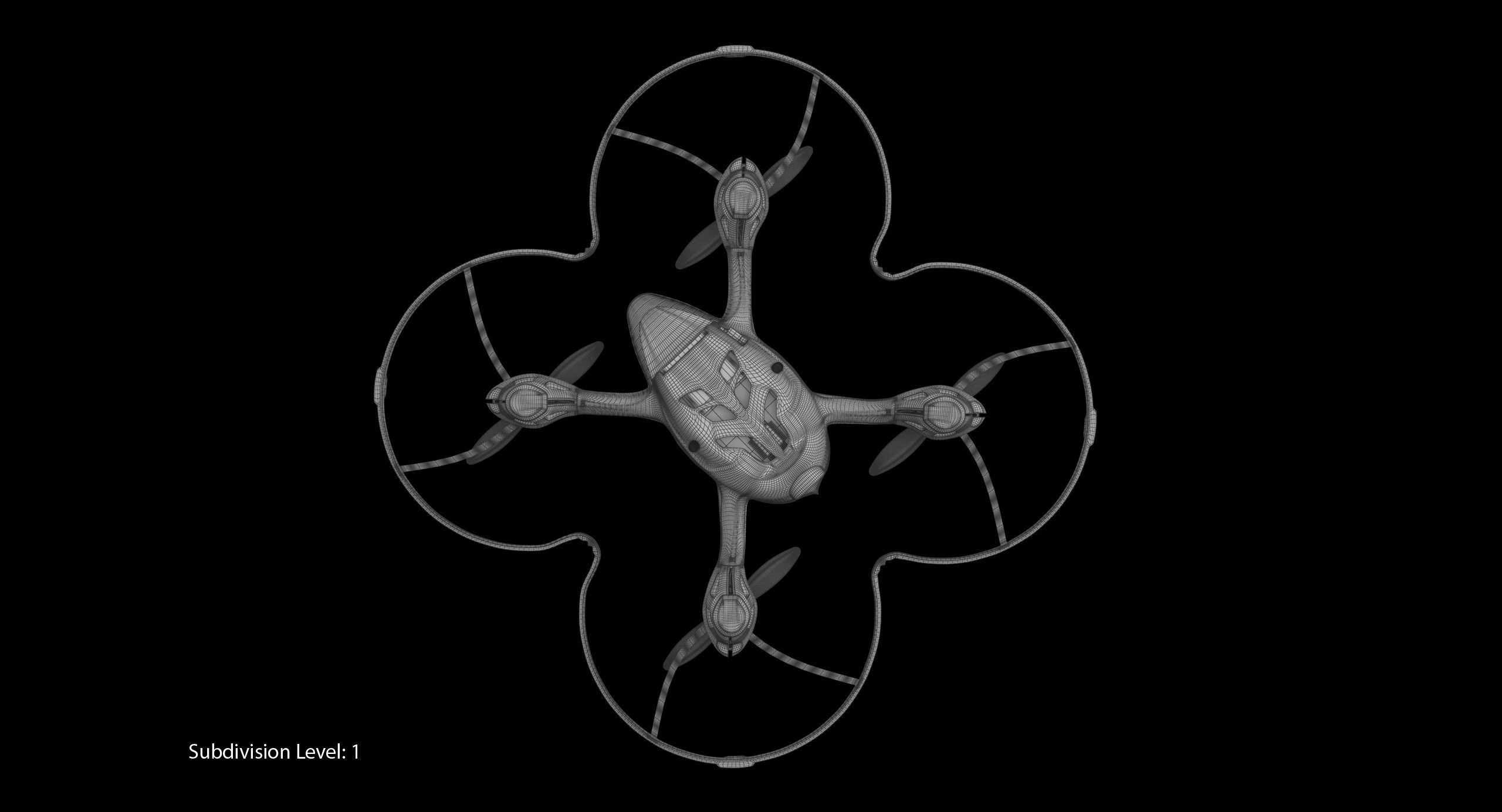 Hubsan X4 H107C Red Propeller Guard Low-poly 3D model_33