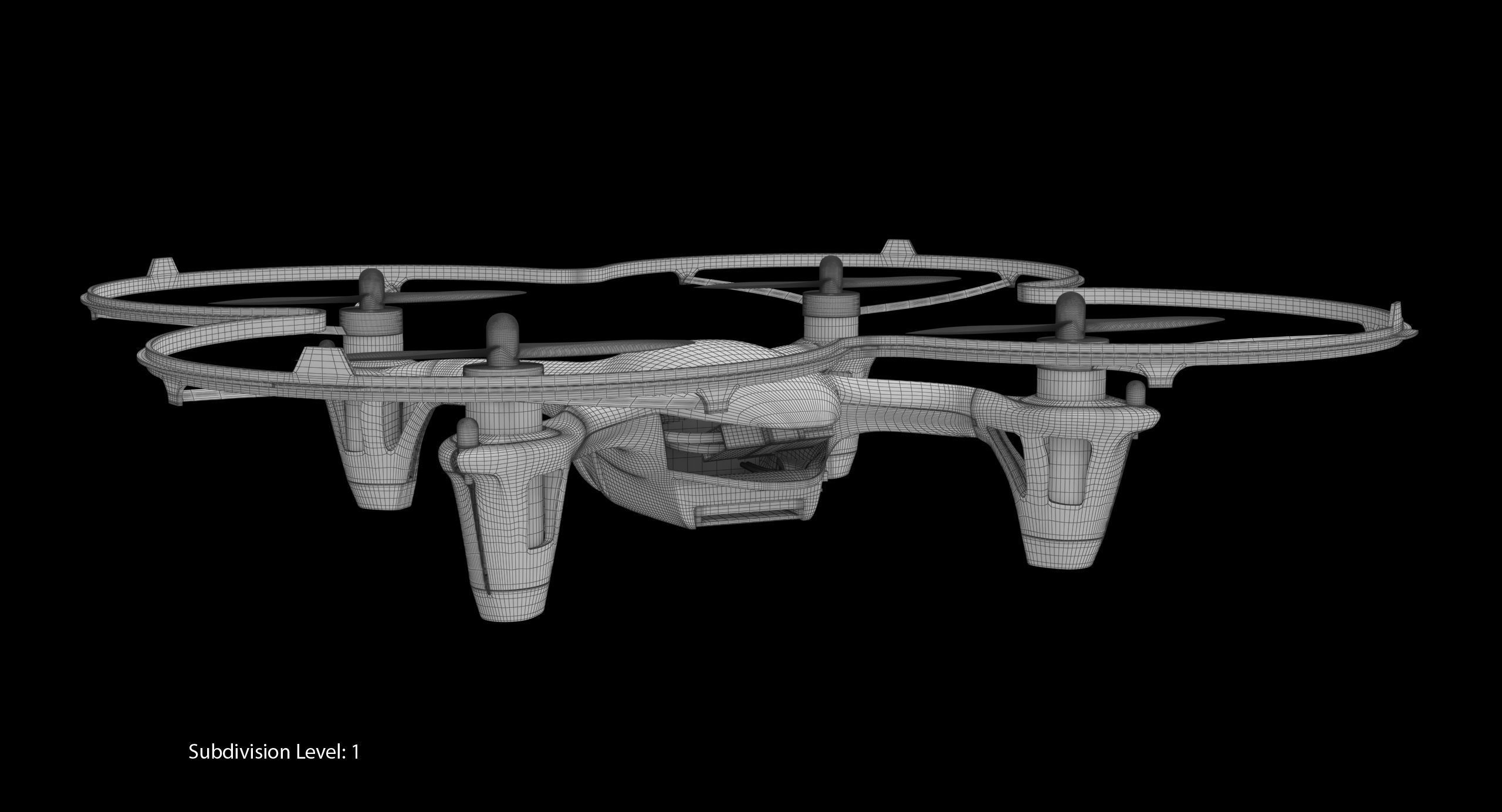 Hubsan X4 H107C Red Propeller Guard Low-poly 3D model_27