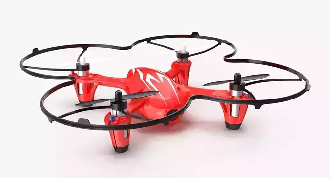 Hubsan X4 H107C Red Propeller Guard Low-poly 3D model