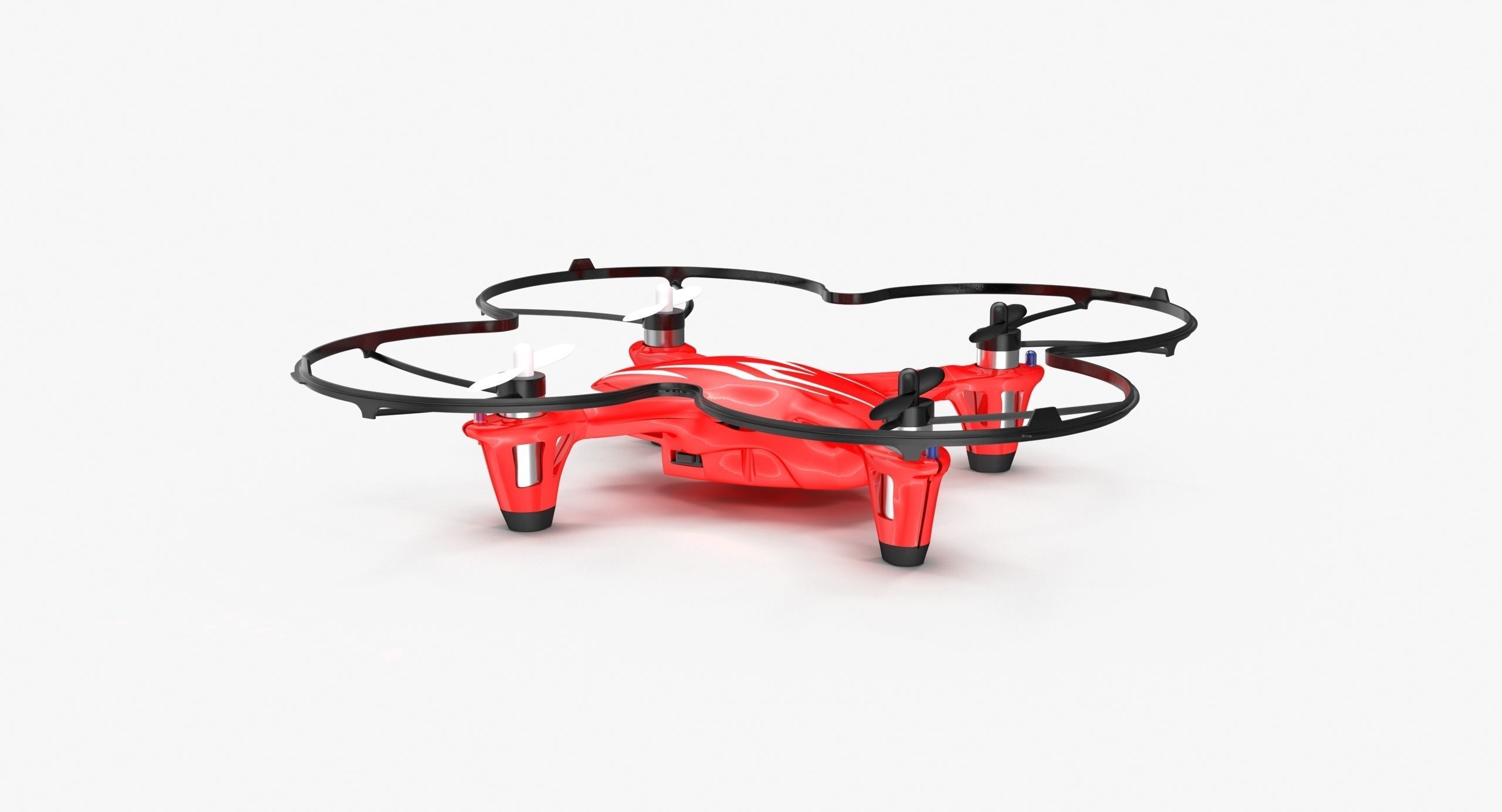 Hubsan X4 H107C Red Propeller Guard Low-poly 3D model_12