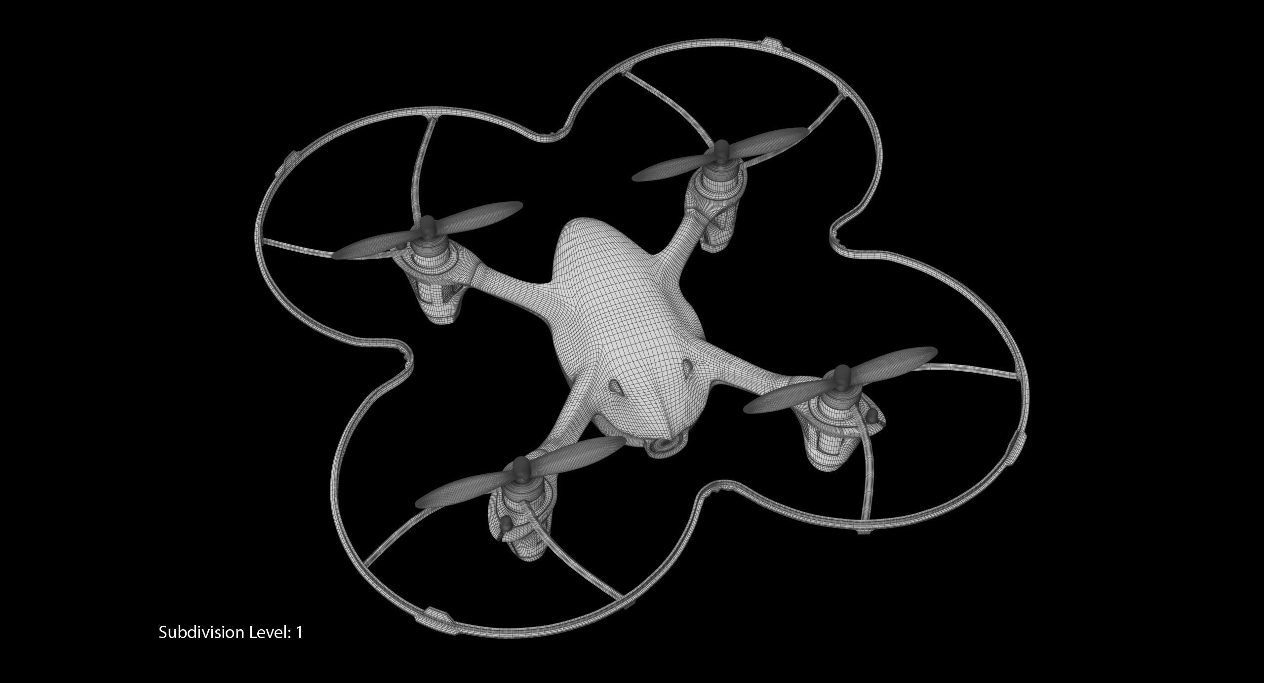 Hubsan X4 H107C Red Propeller Guard Low-poly 3D model_31