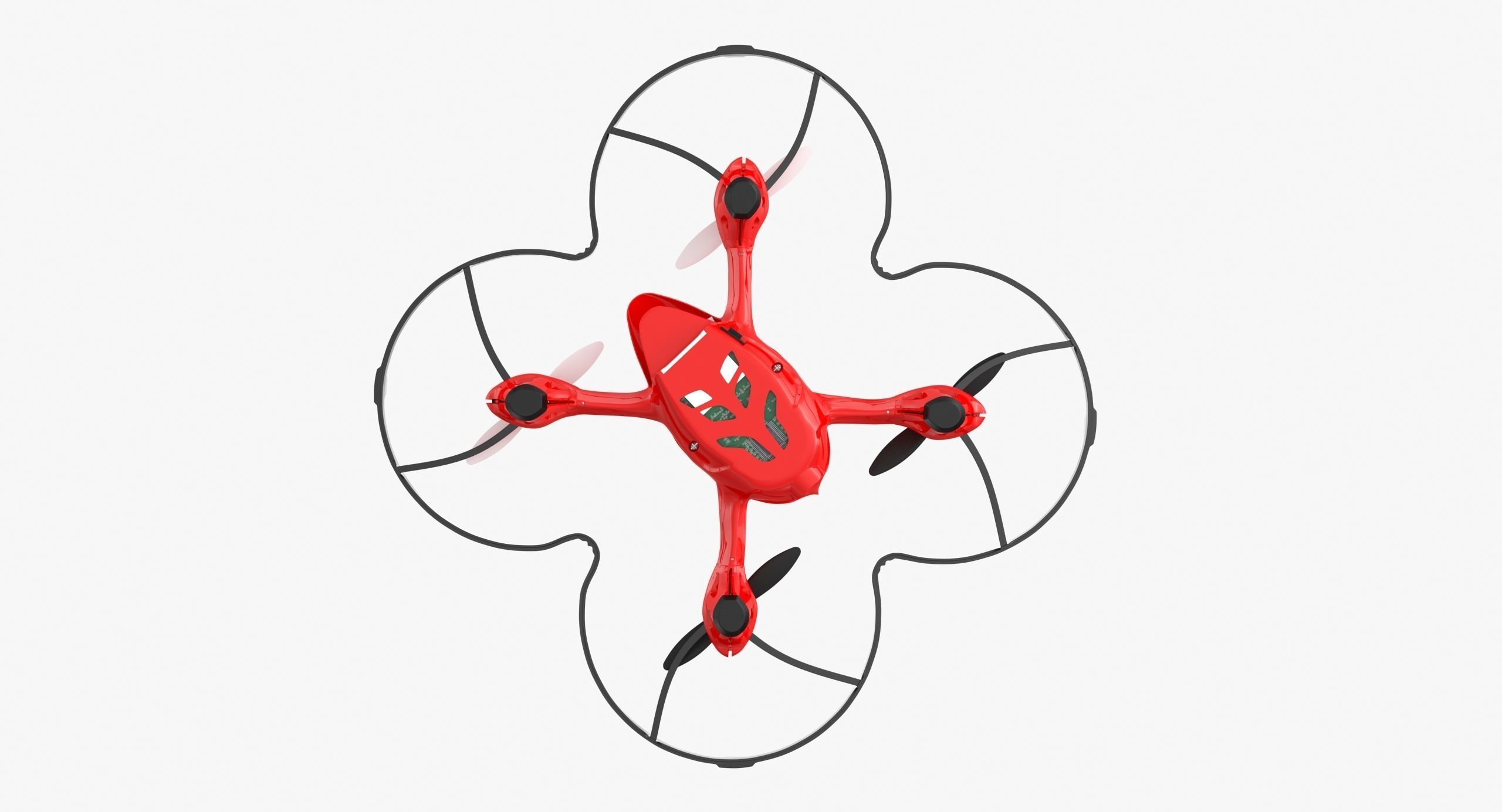 Hubsan X4 H107C Red Propeller Guard Low-poly 3D model_8