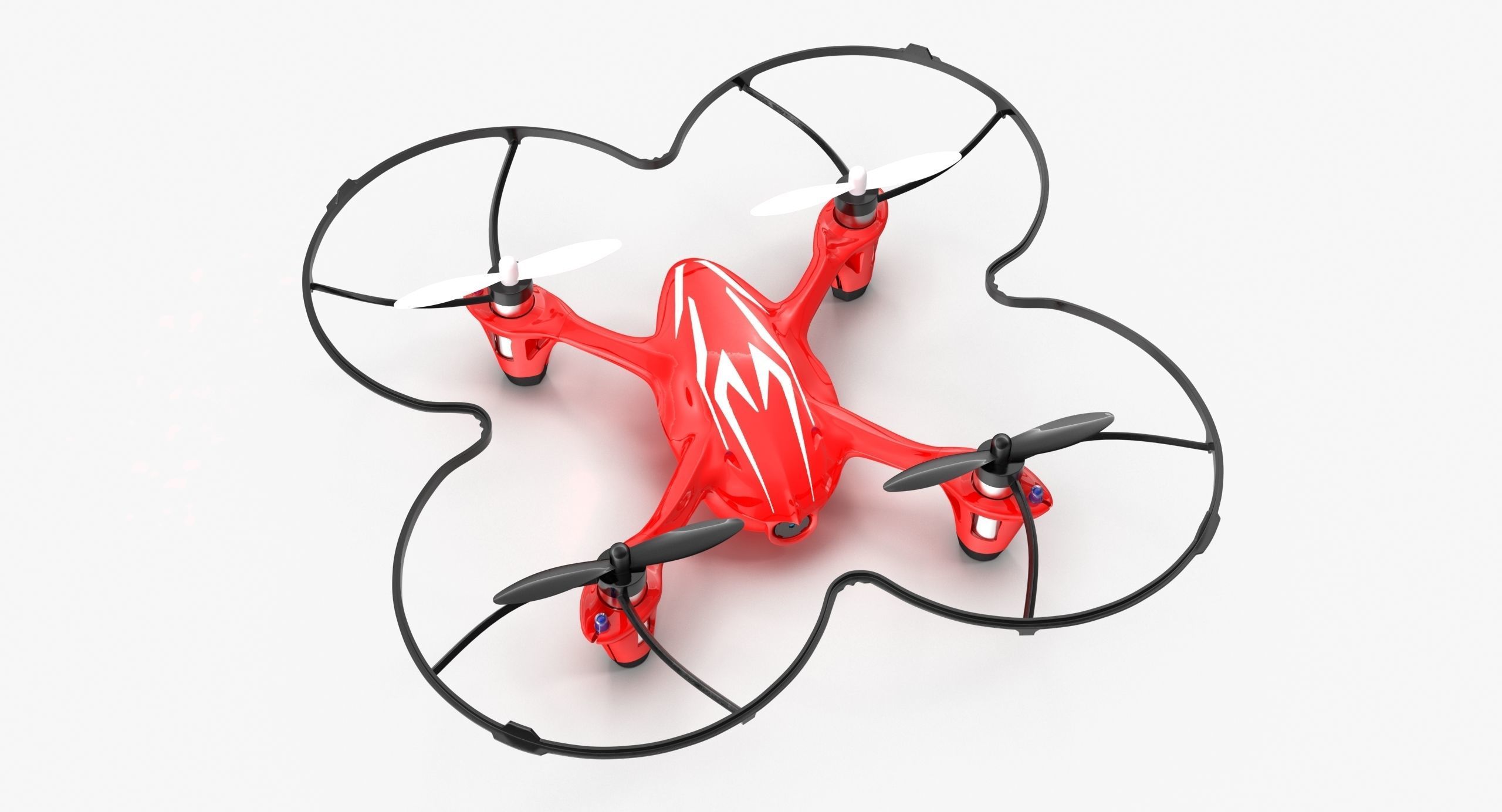 Hubsan X4 H107C Red Propeller Guard Low-poly 3D model_7