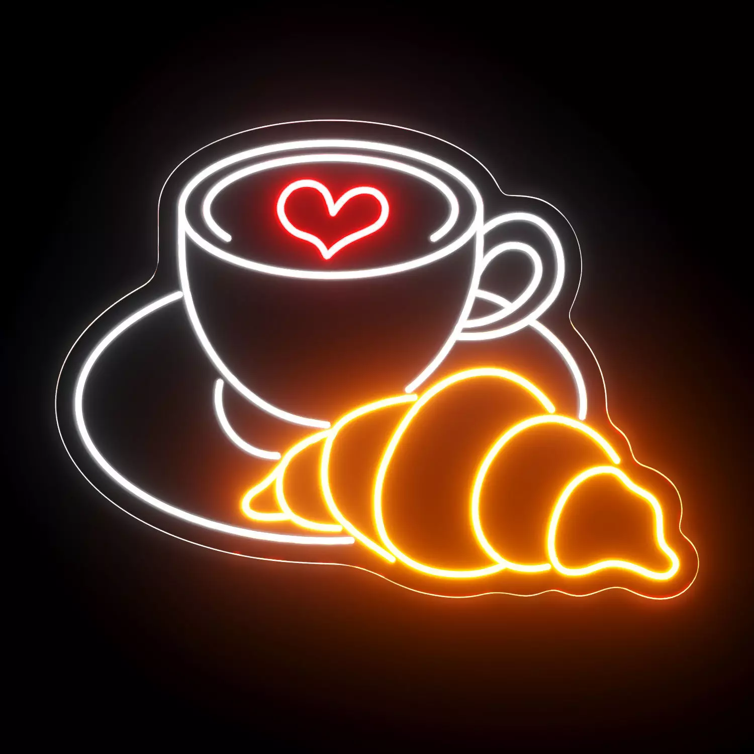 Croissant Coffee Neon Sign 3D model