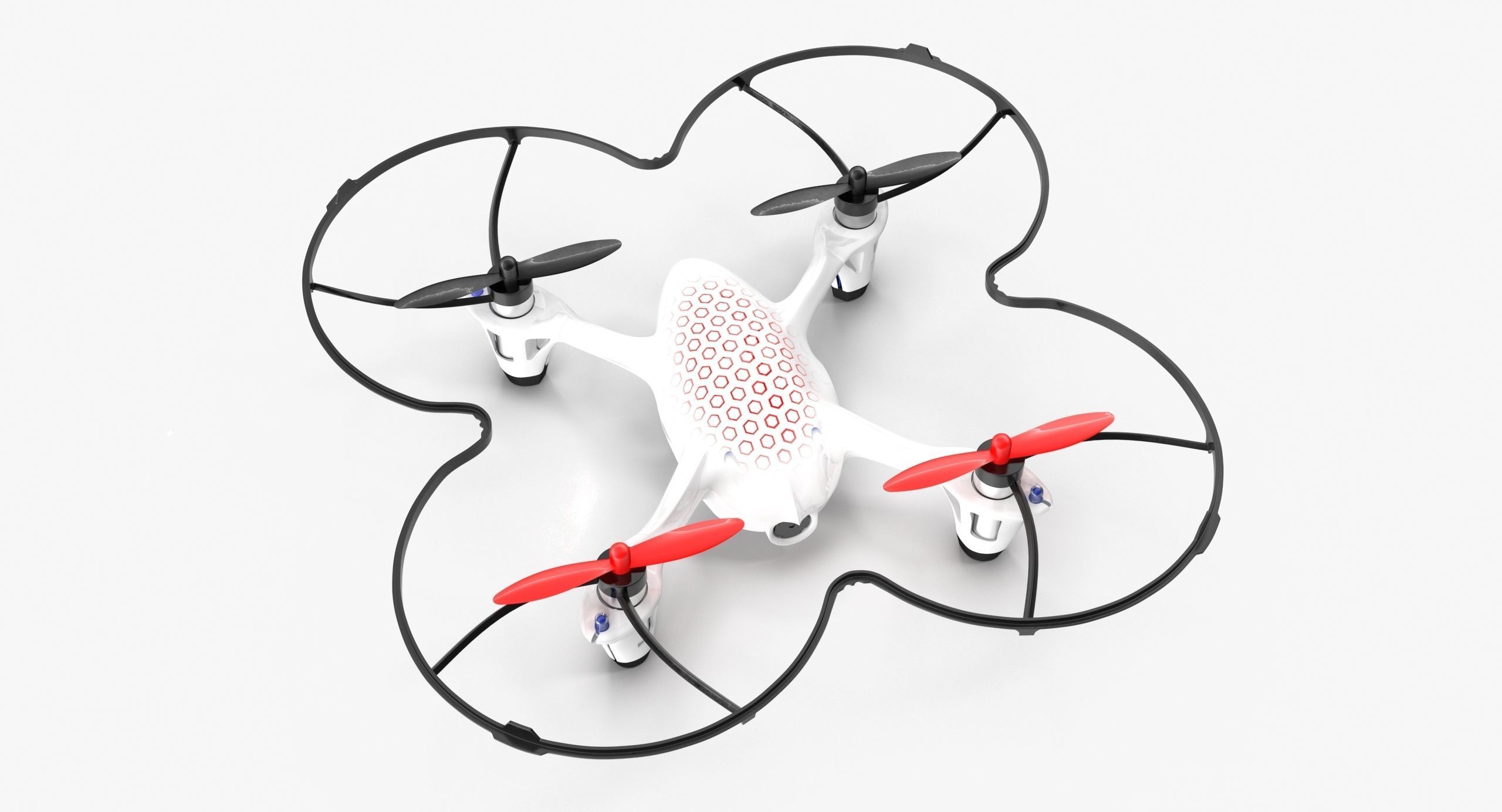 Hubsan X4 H107C White Propeller Guard Low-poly 3D model_7