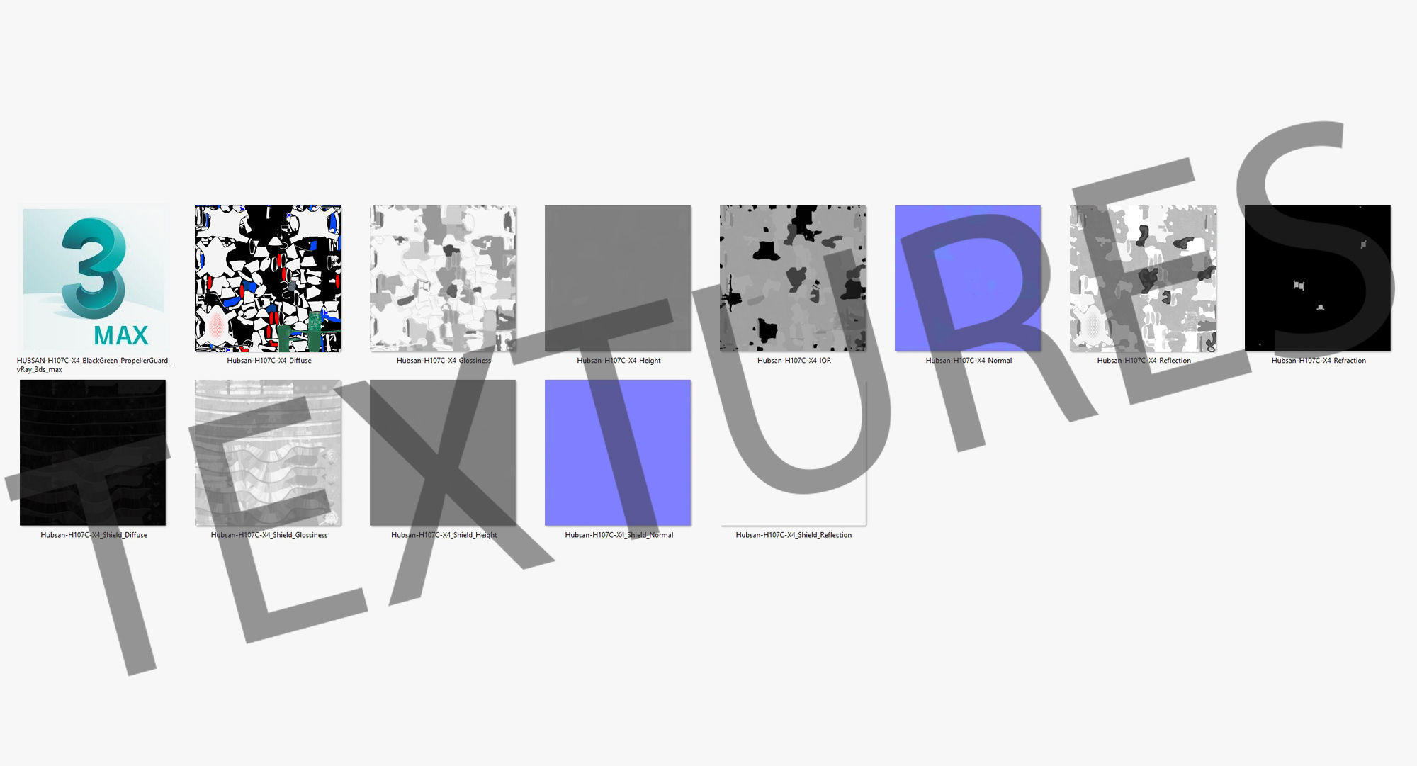 Hubsan X4 H107C White Propeller Guard Low-poly 3D model_35