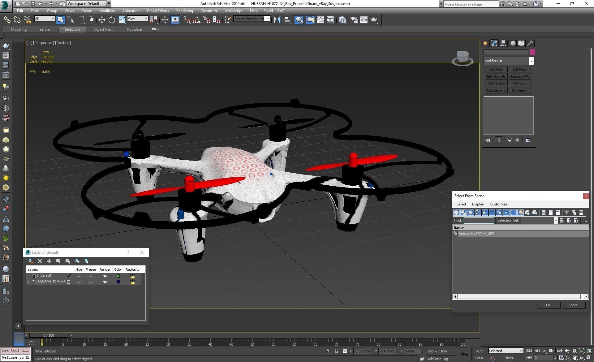 Hubsan X4 H107C White Propeller Guard Low-poly 3D model_37