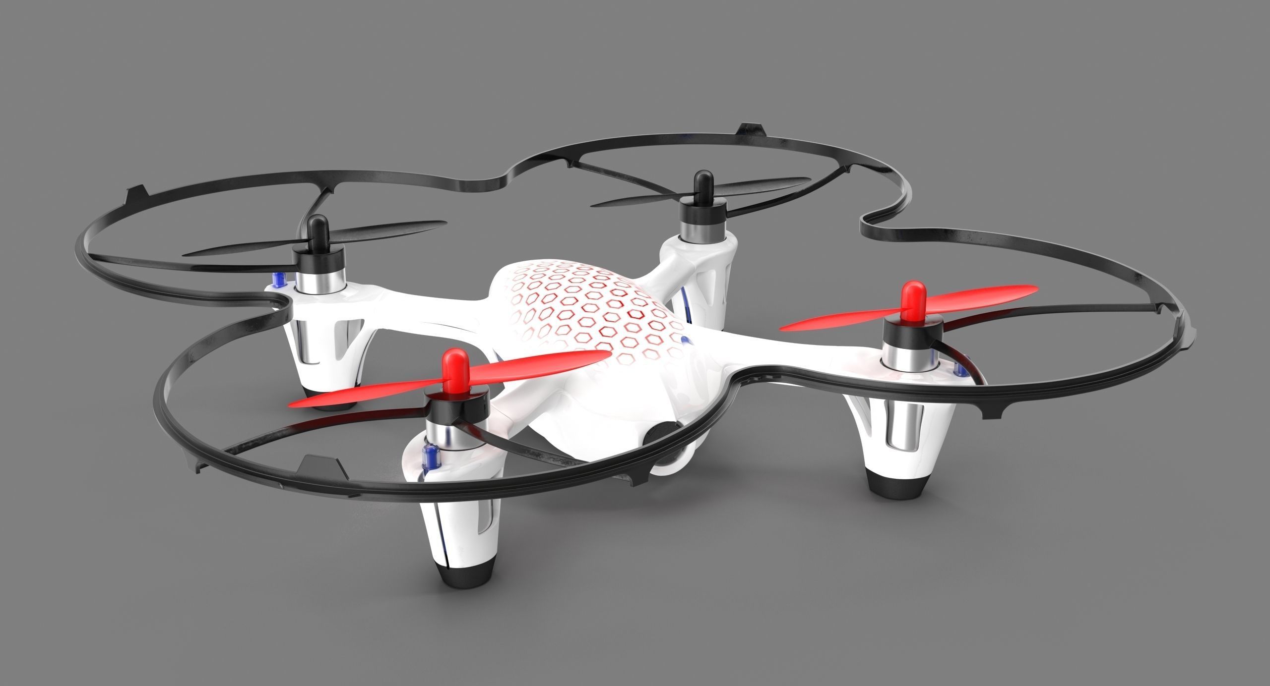 Hubsan X4 H107C White Propeller Guard Low-poly 3D model_1