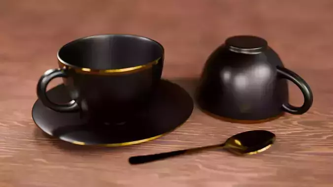 Realistic 3D Cup and Saucer