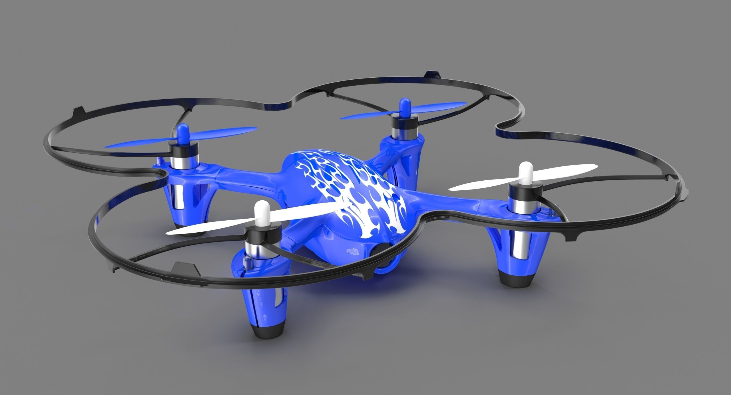 Hubsan X4 H107C Blue Propeller Guard Low-poly 3D model_1