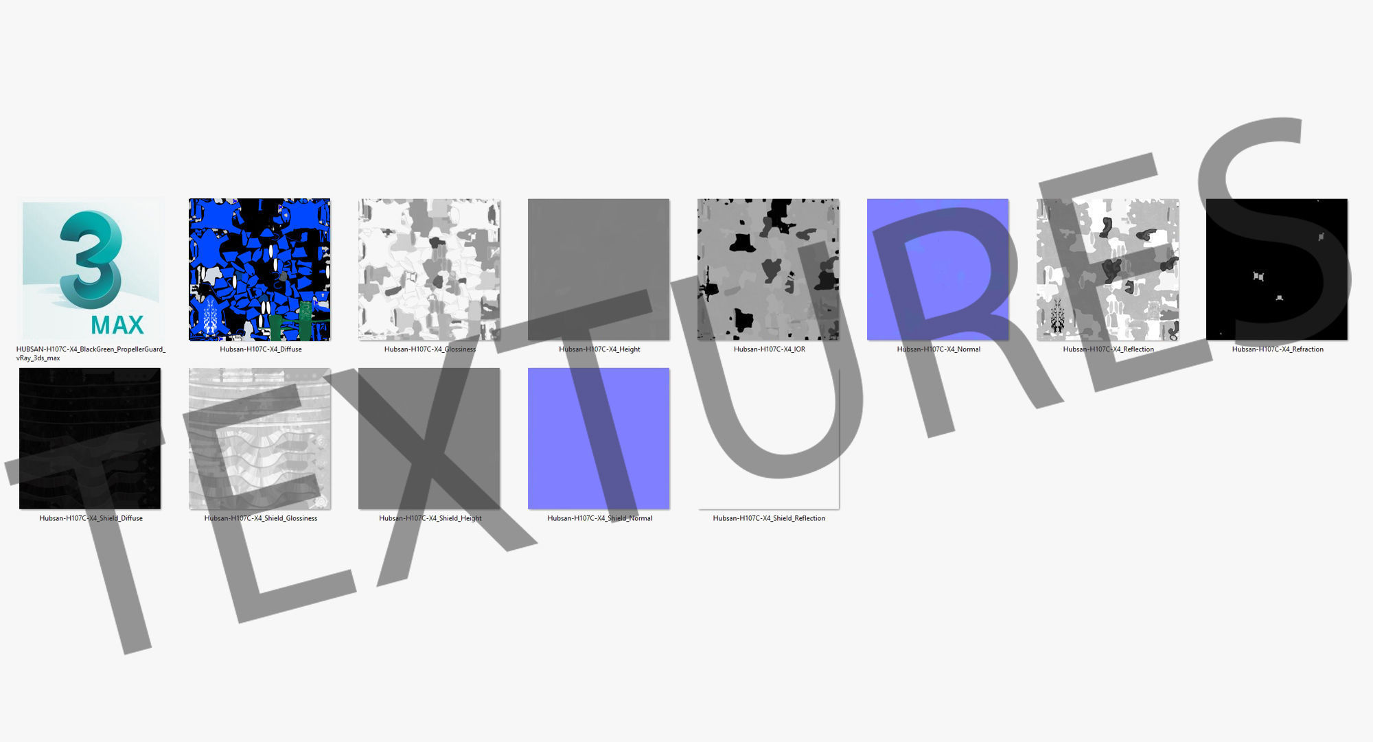 Hubsan X4 H107C Blue Propeller Guard Low-poly 3D model_36