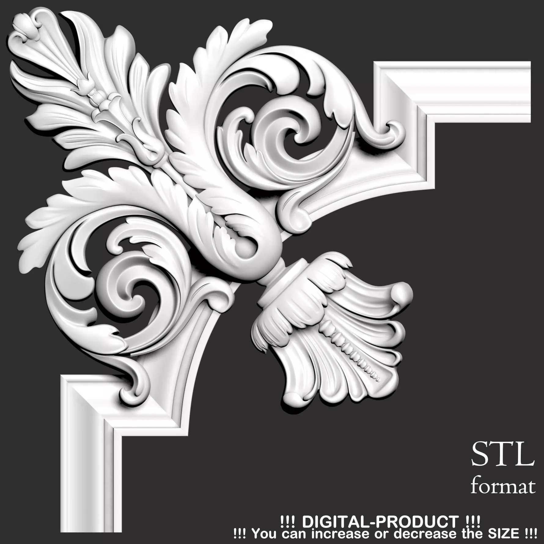 3D Cornice molding in Baroque style 3D model_0