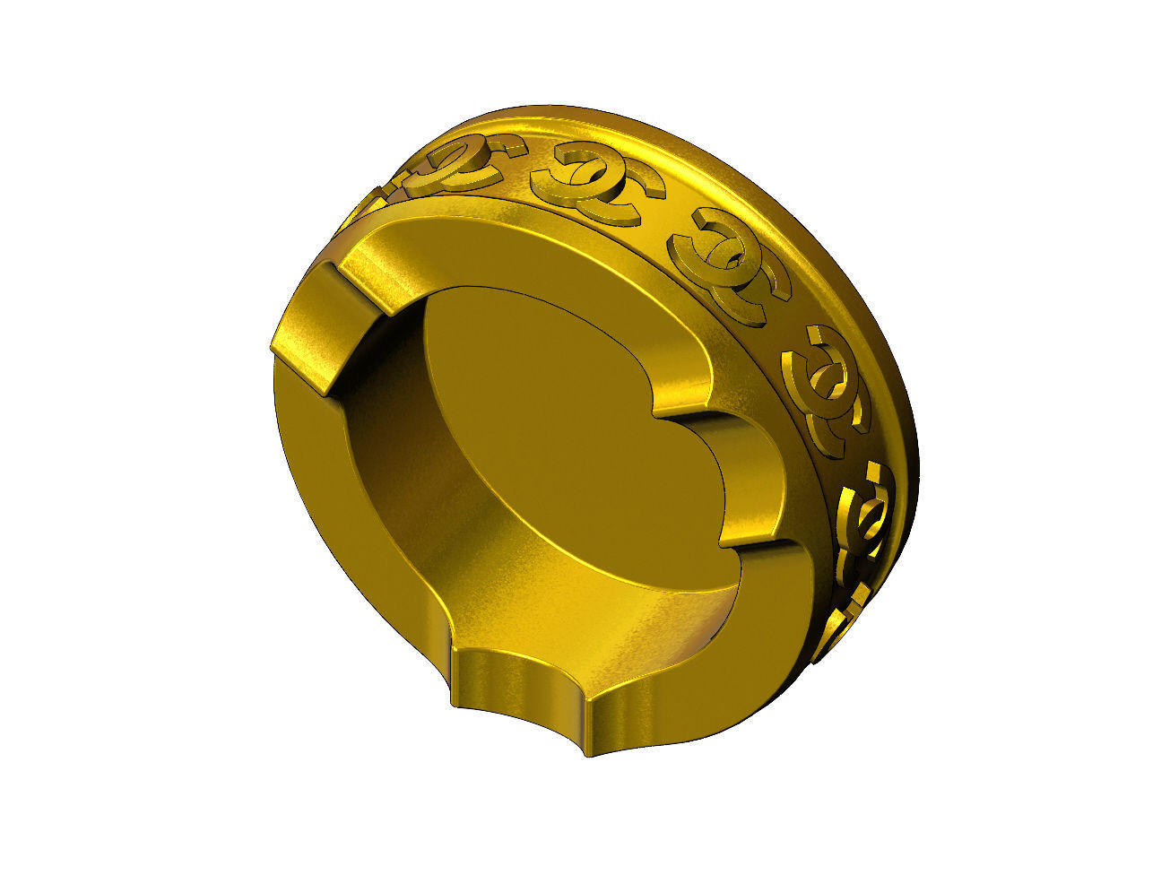 CC fashion brand pattern carved ashtray bowl  3D print model_4