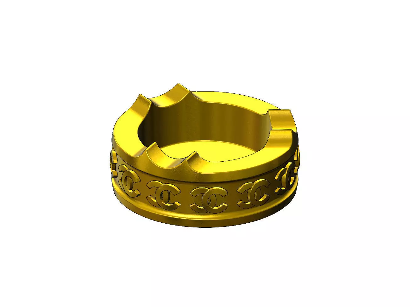 CC fashion brand pattern carved ashtray bowl  3D print model_0