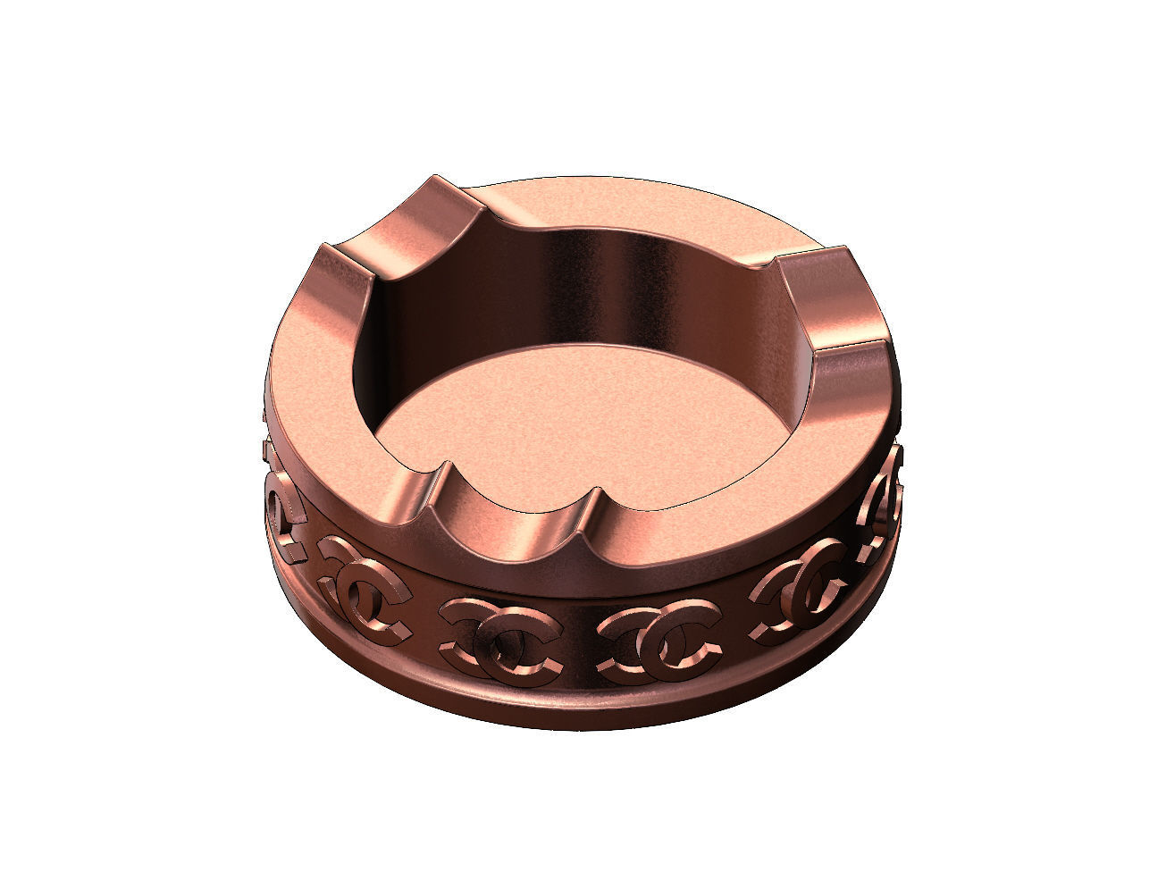 CC fashion brand pattern carved ashtray bowl  3D print model_9