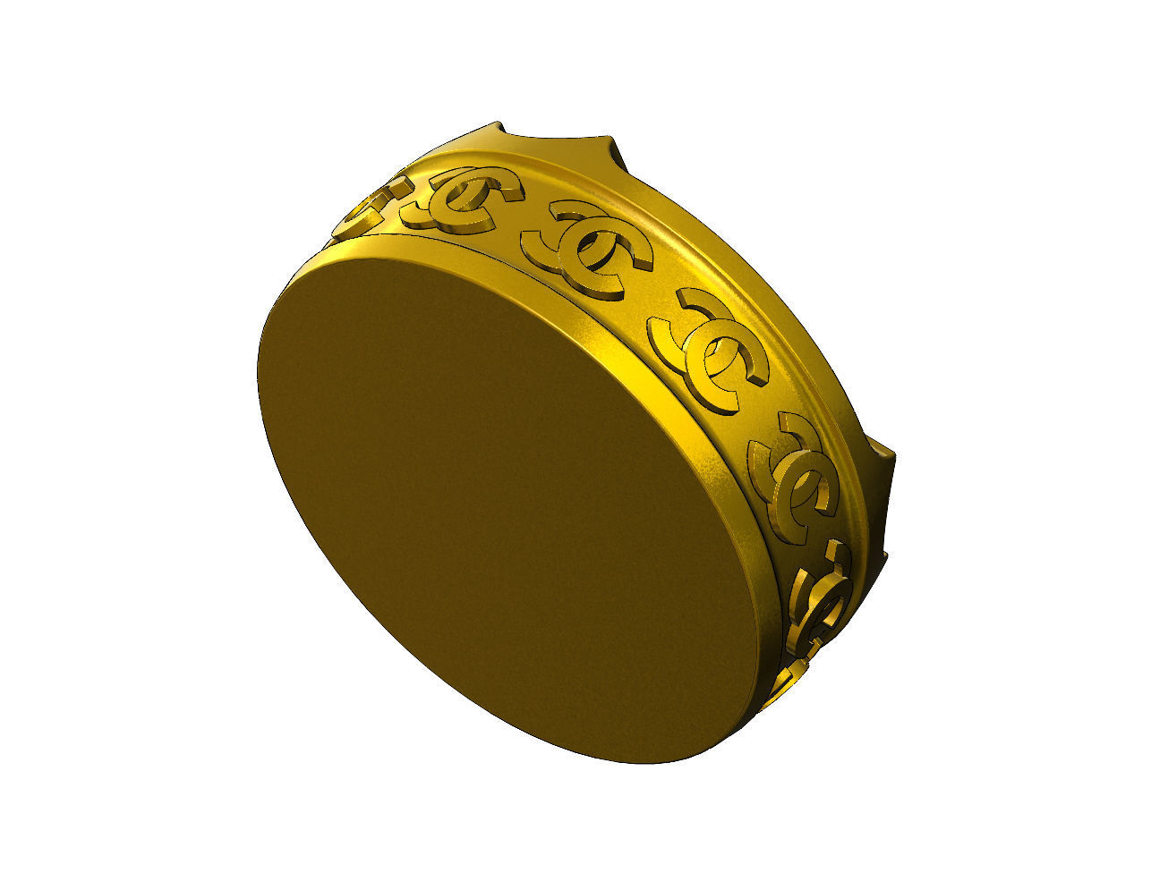 CC fashion brand pattern carved ashtray bowl  3D print model_5