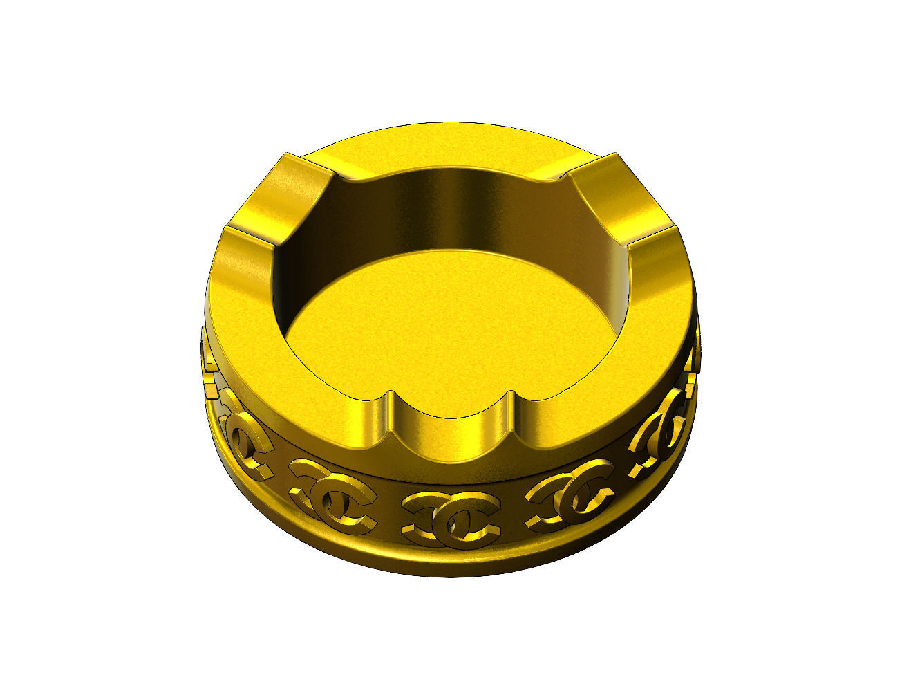 CC fashion brand pattern carved ashtray bowl  3D print model_2