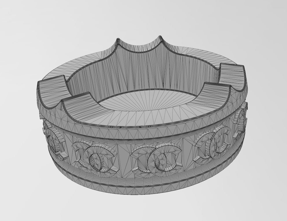 CC fashion brand pattern carved ashtray bowl  3D print model_13