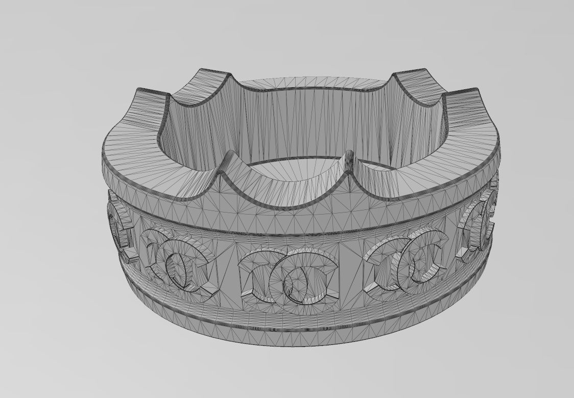 CC fashion brand pattern carved ashtray bowl  3D print model_17