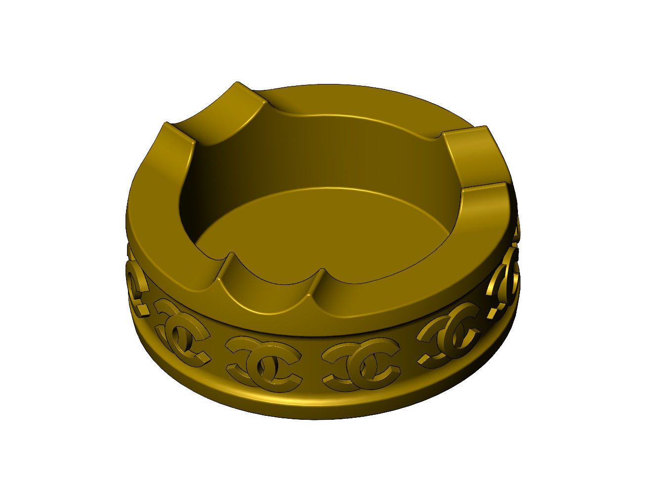 CC fashion brand pattern carved ashtray bowl  3D print model_6