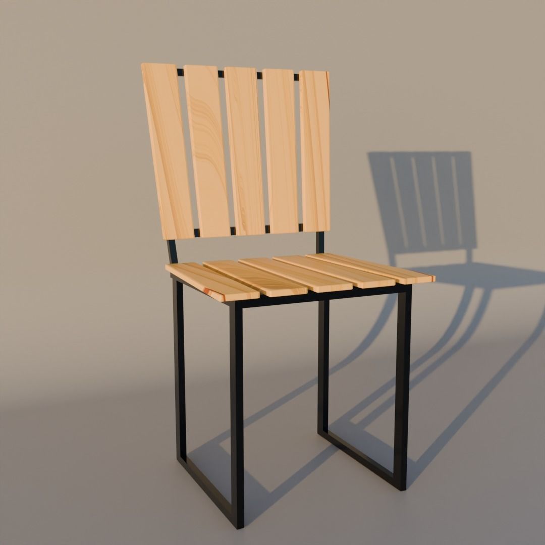 wood chair 3D model_2