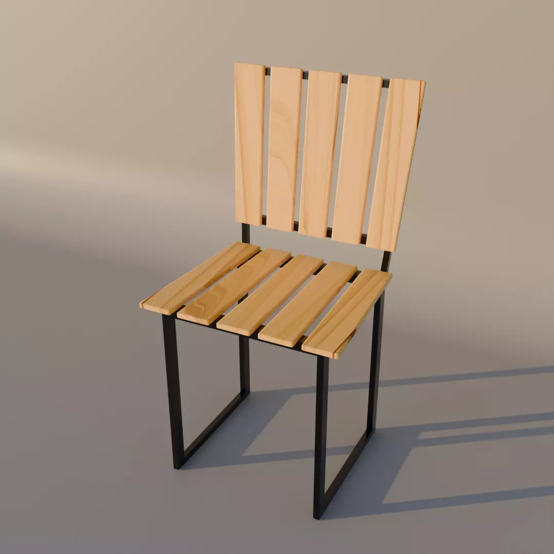 wood chair 3D model_0