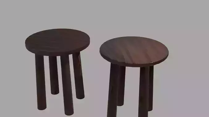 Wooden chair Low Hi poly Low-poly 3D model