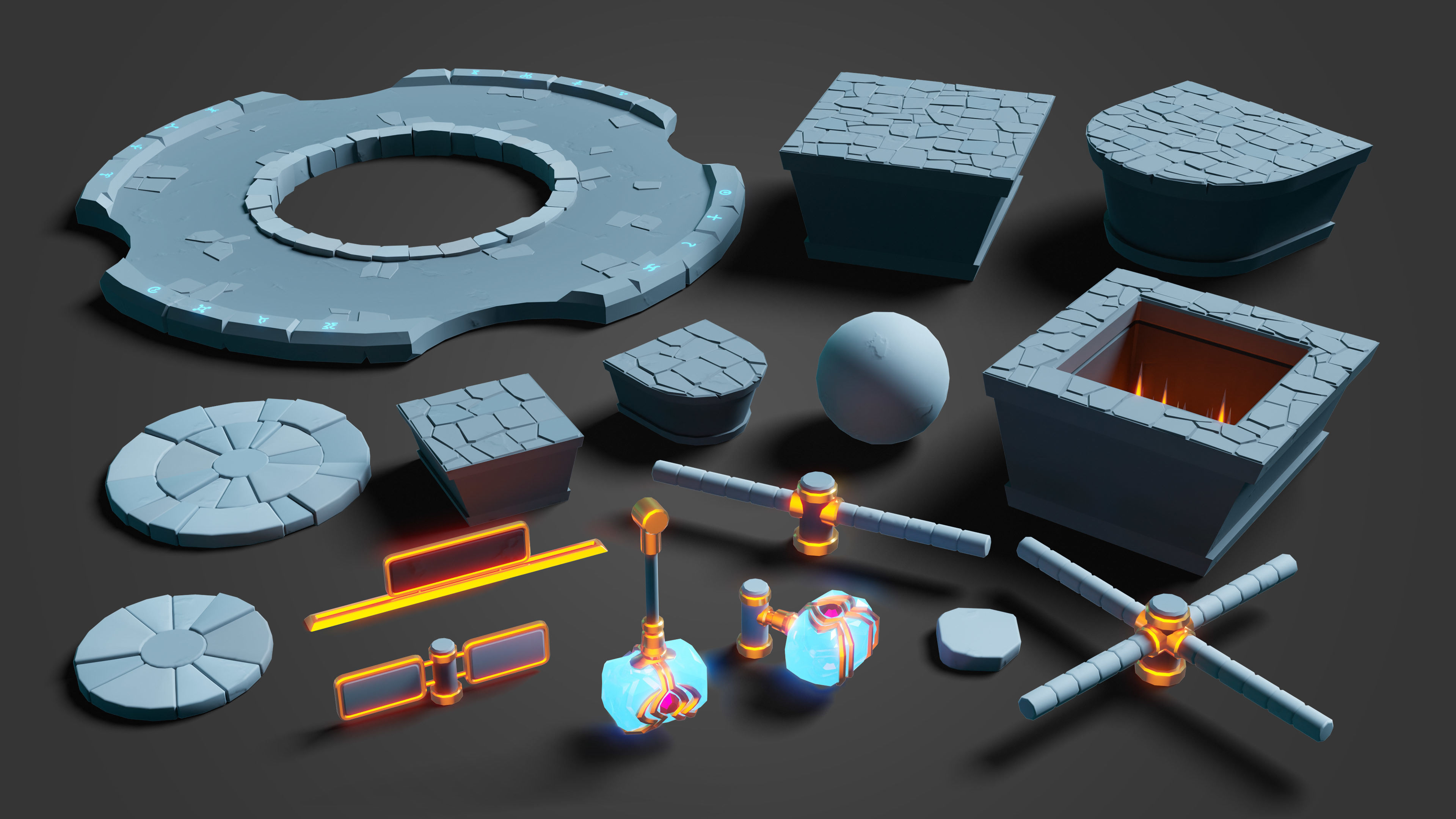 Platformer 8 Underworld Low-poly 3D model_35