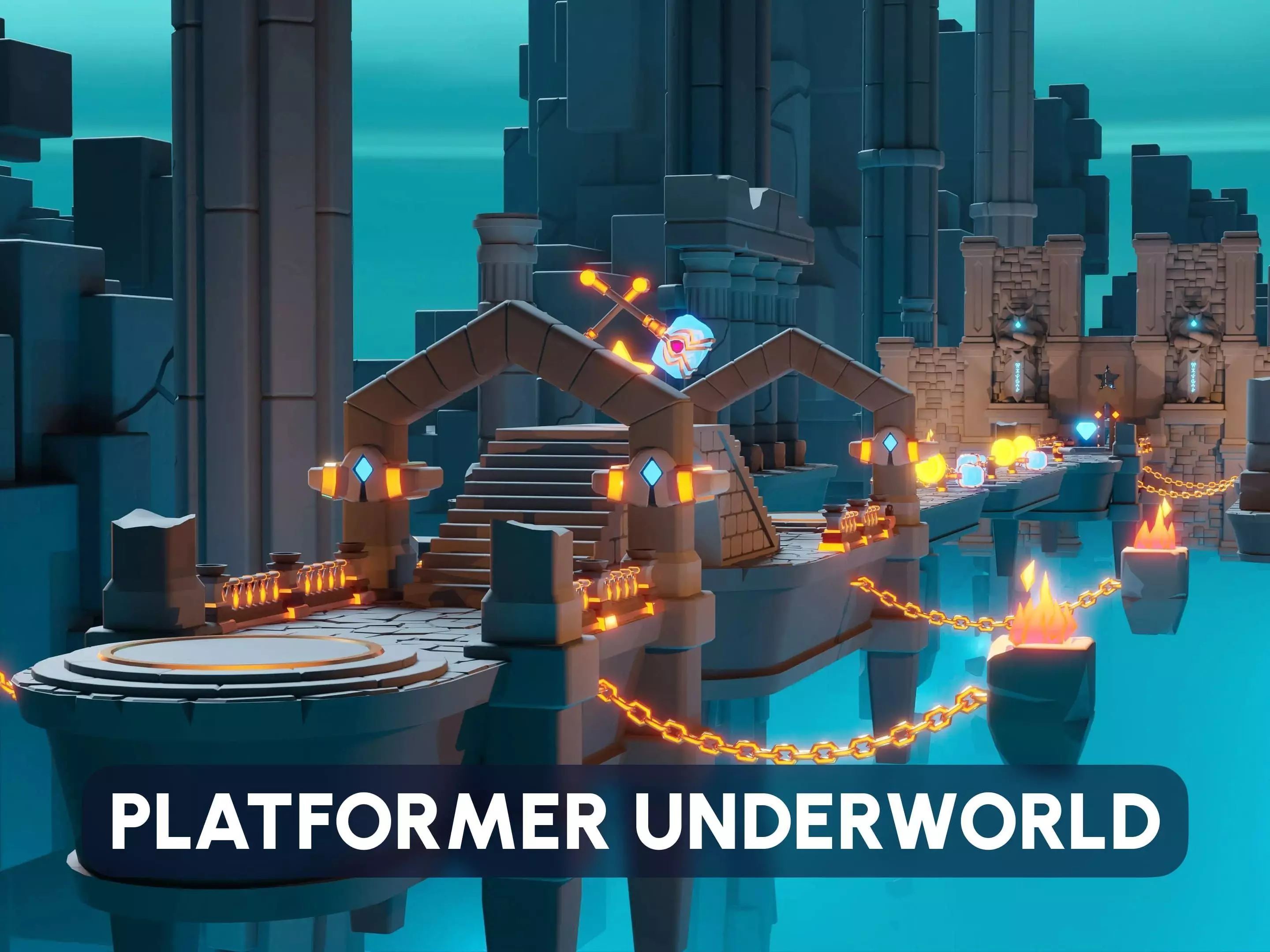 Platformer 8 Underworld Low-poly 3D model_0