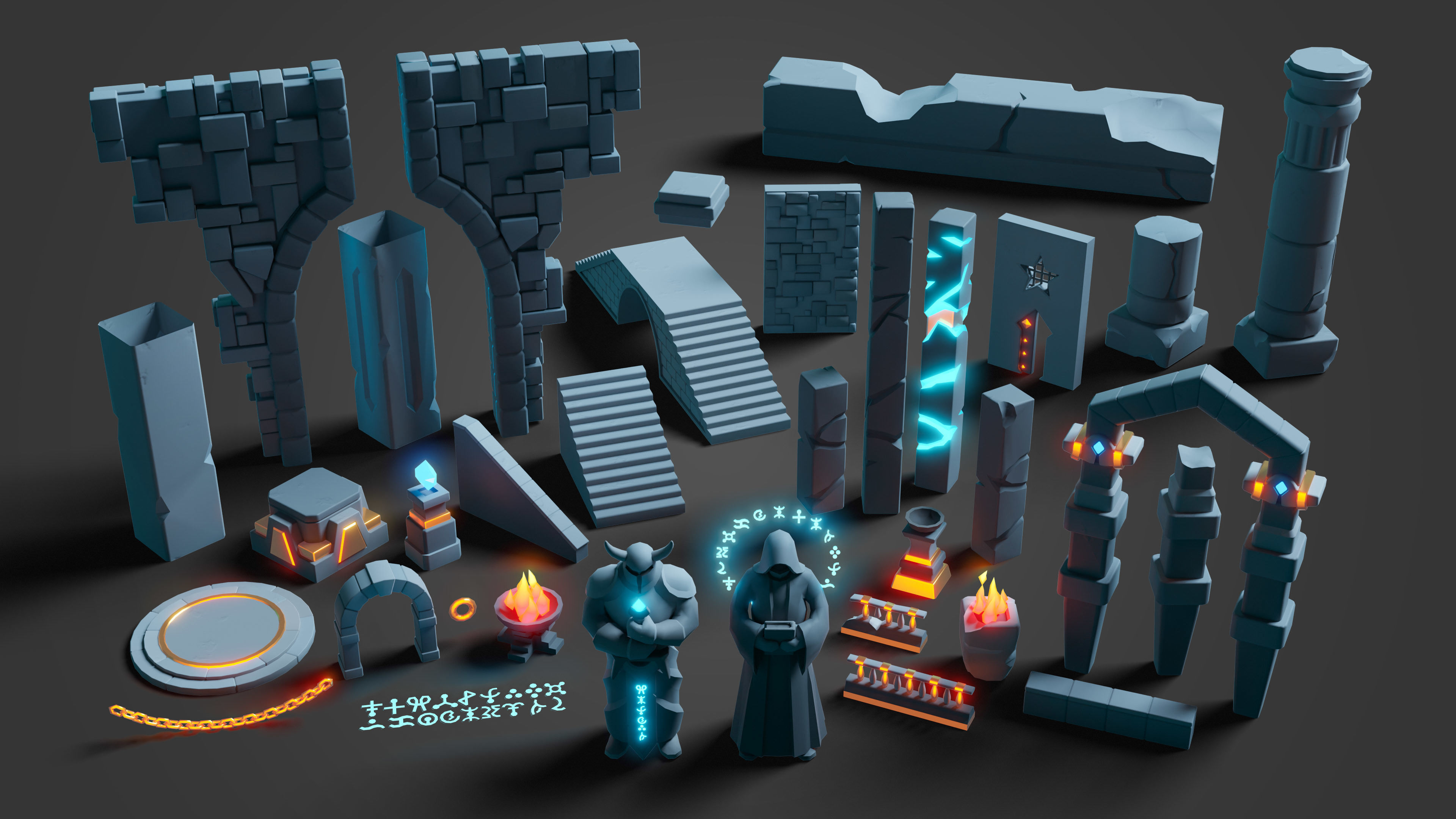 Platformer 8 Underworld Low-poly 3D model_37