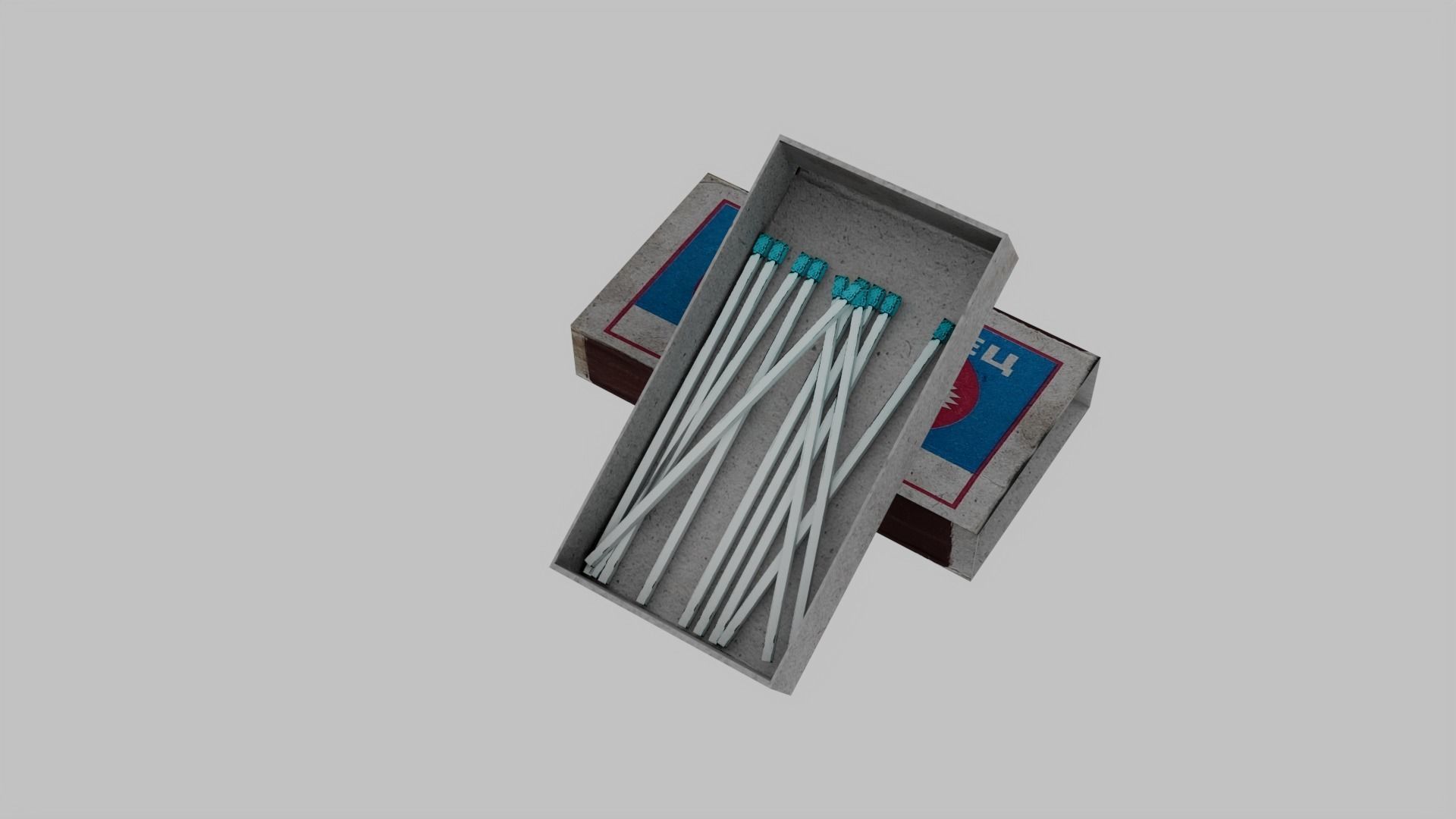 Matchbox and matches low poly Low-poly 3D model_1