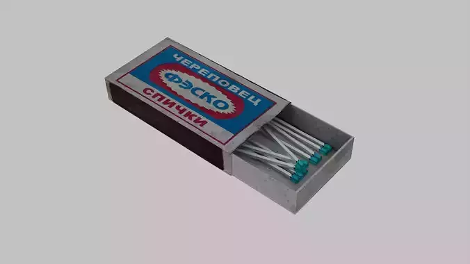 Matchbox and matches low poly Low-poly 3D model