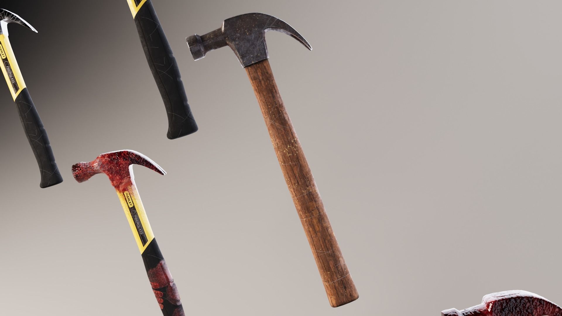 Hammer Weapon Collection Low-poly 3D model_3