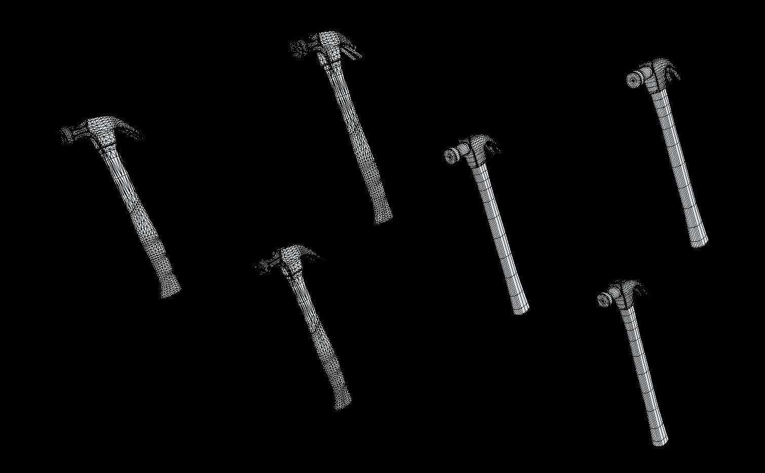 Hammer Weapon Collection Low-poly 3D model_7