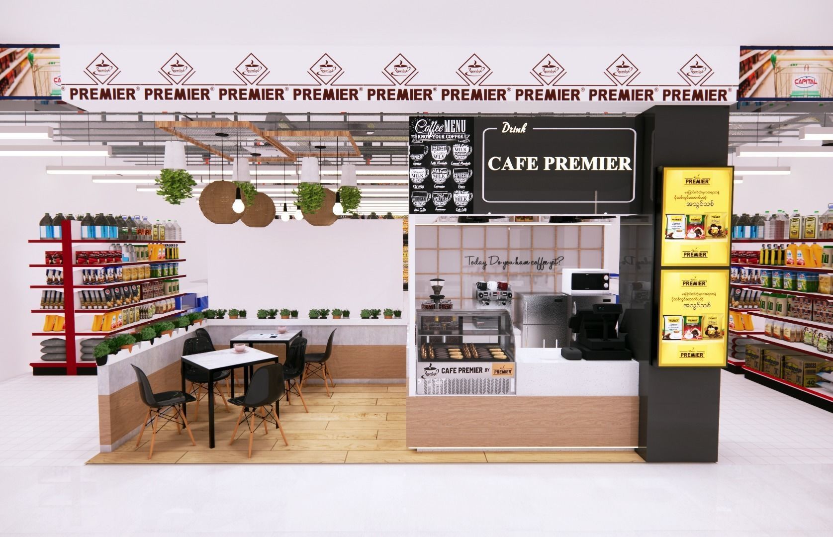 Small Coffee Shop Within Shopping Mall 3D model_1