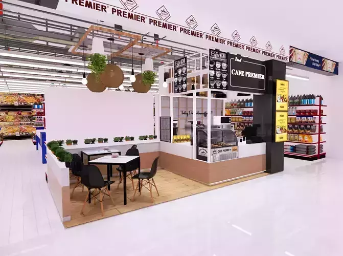 Small Coffee Shop Within Shopping Mall 3D model