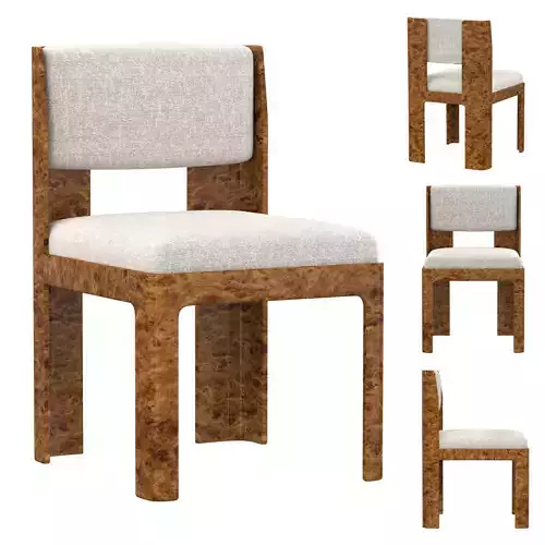 Bent Wood Upholstered Chair 3D model