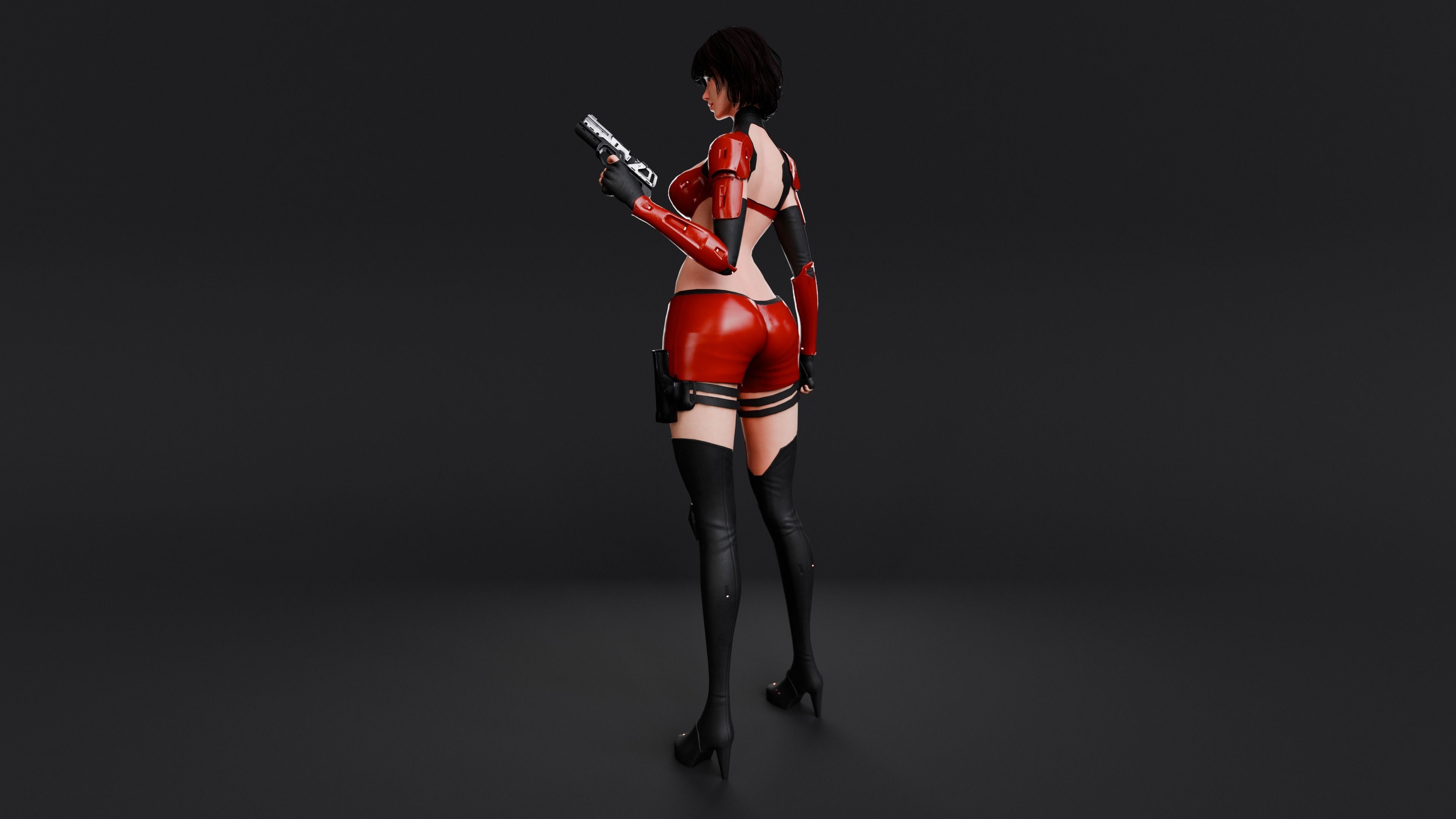 Cyberpunk Female Zhora  Low-poly 3D model_8