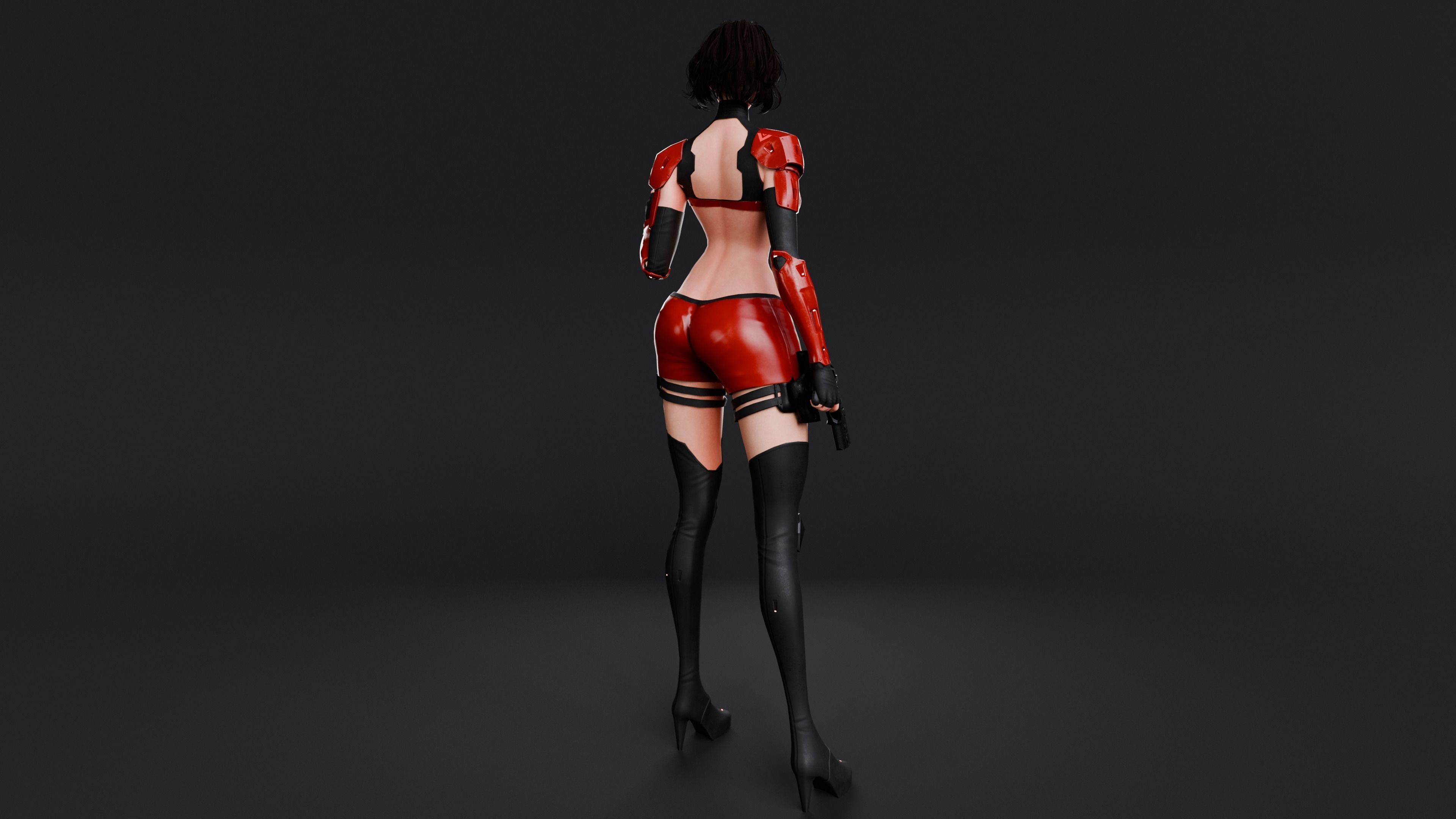Cyberpunk Female Zhora  Low-poly 3D model_9