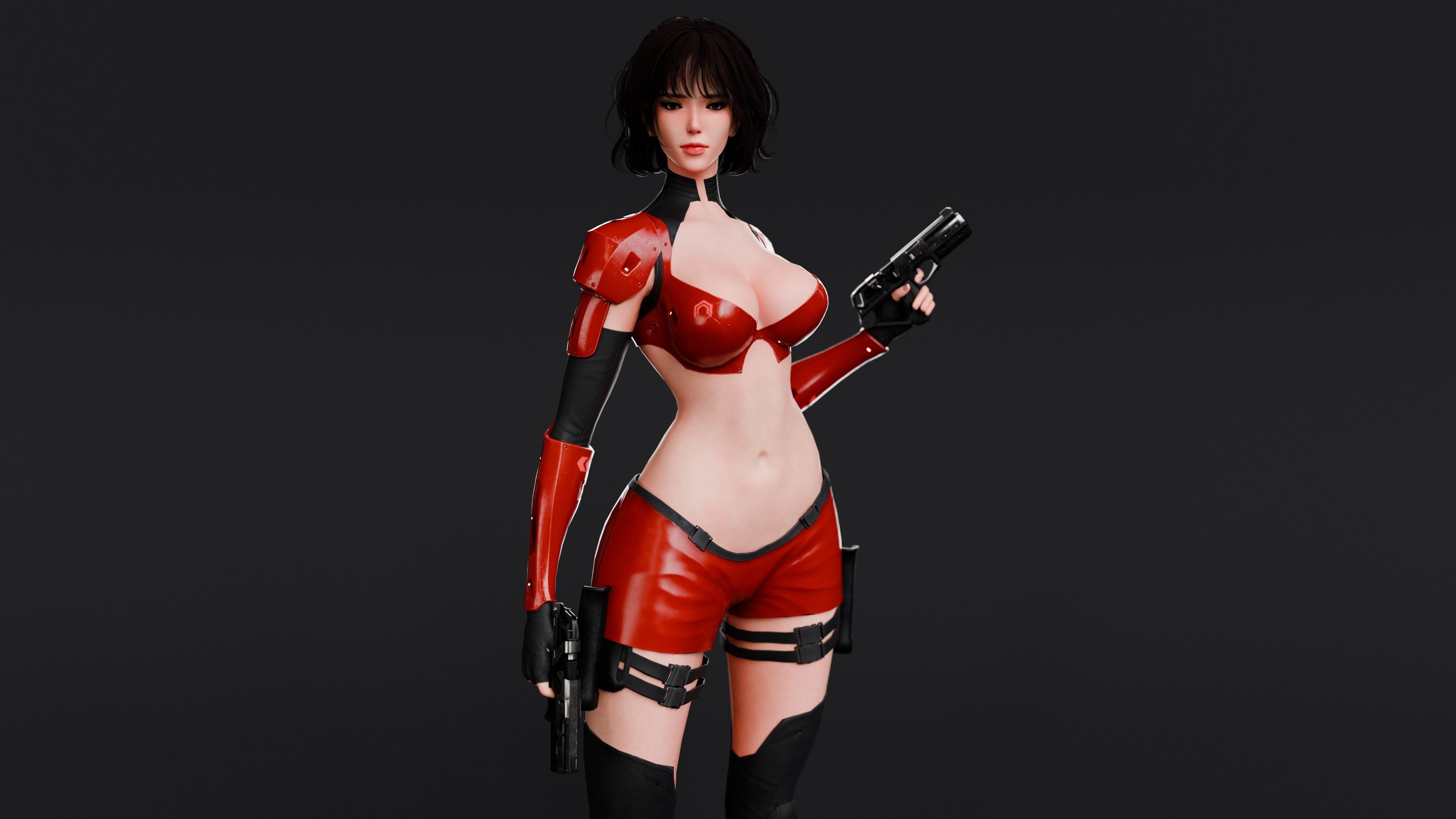 Cyberpunk Female Zhora  Low-poly 3D model_2