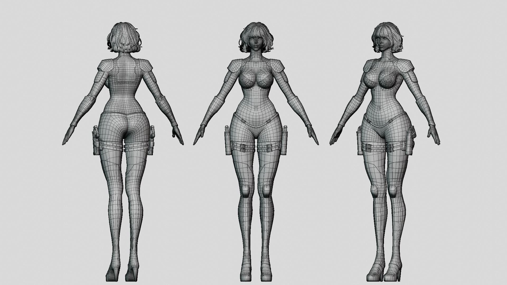 Cyberpunk Female Zhora  Low-poly 3D model_13