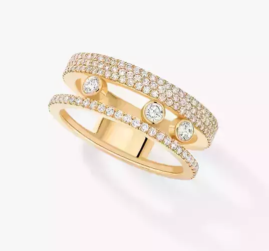 GOLD DIAMOND RING MOVE ROMANE PAVE 3D print model