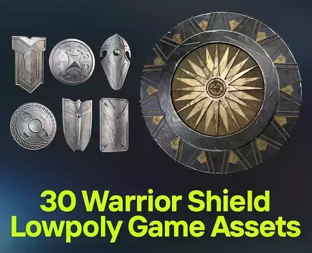 30 Warrior Shield Game-Ready Assets - Vol 1 - 