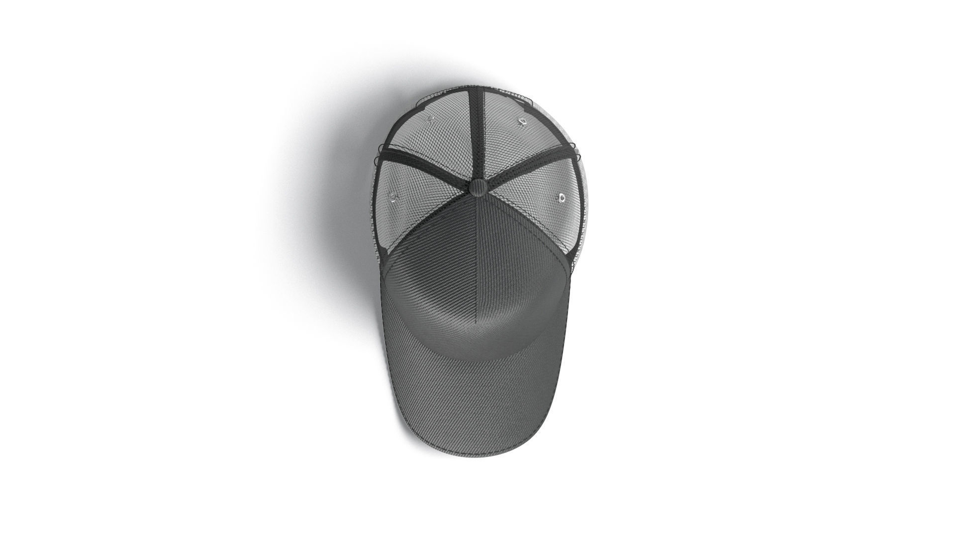 Black Trucker Hat - sport mesh baseball cap 3D model_5