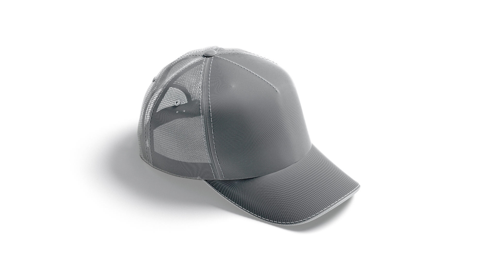 Black Trucker Hat - sport mesh baseball cap 3D model_10