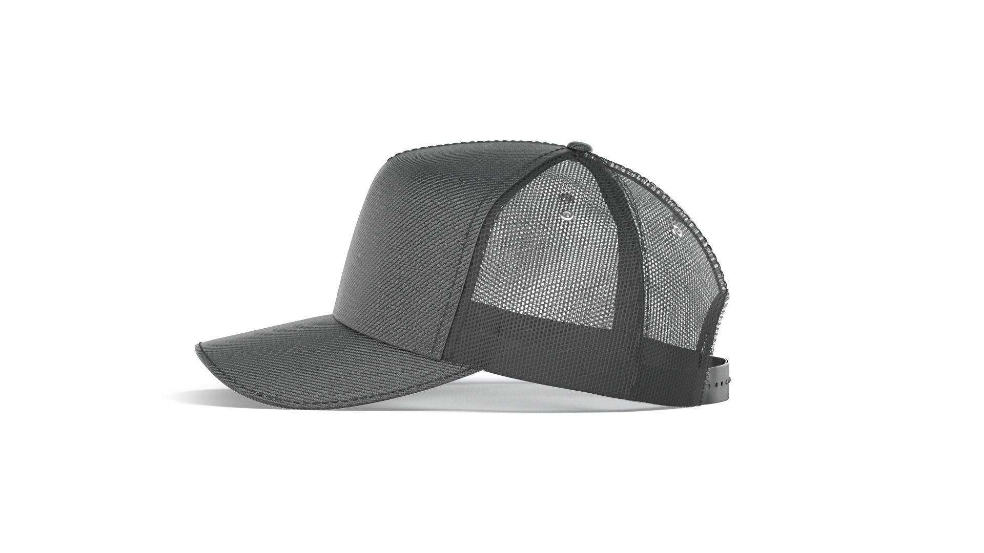 Black Trucker Hat - sport mesh baseball cap 3D model_4