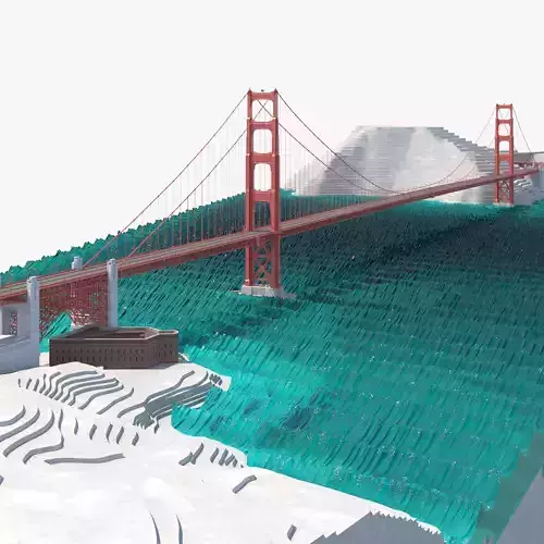 Golden Gate Bridge Environment Low-poly 3D model